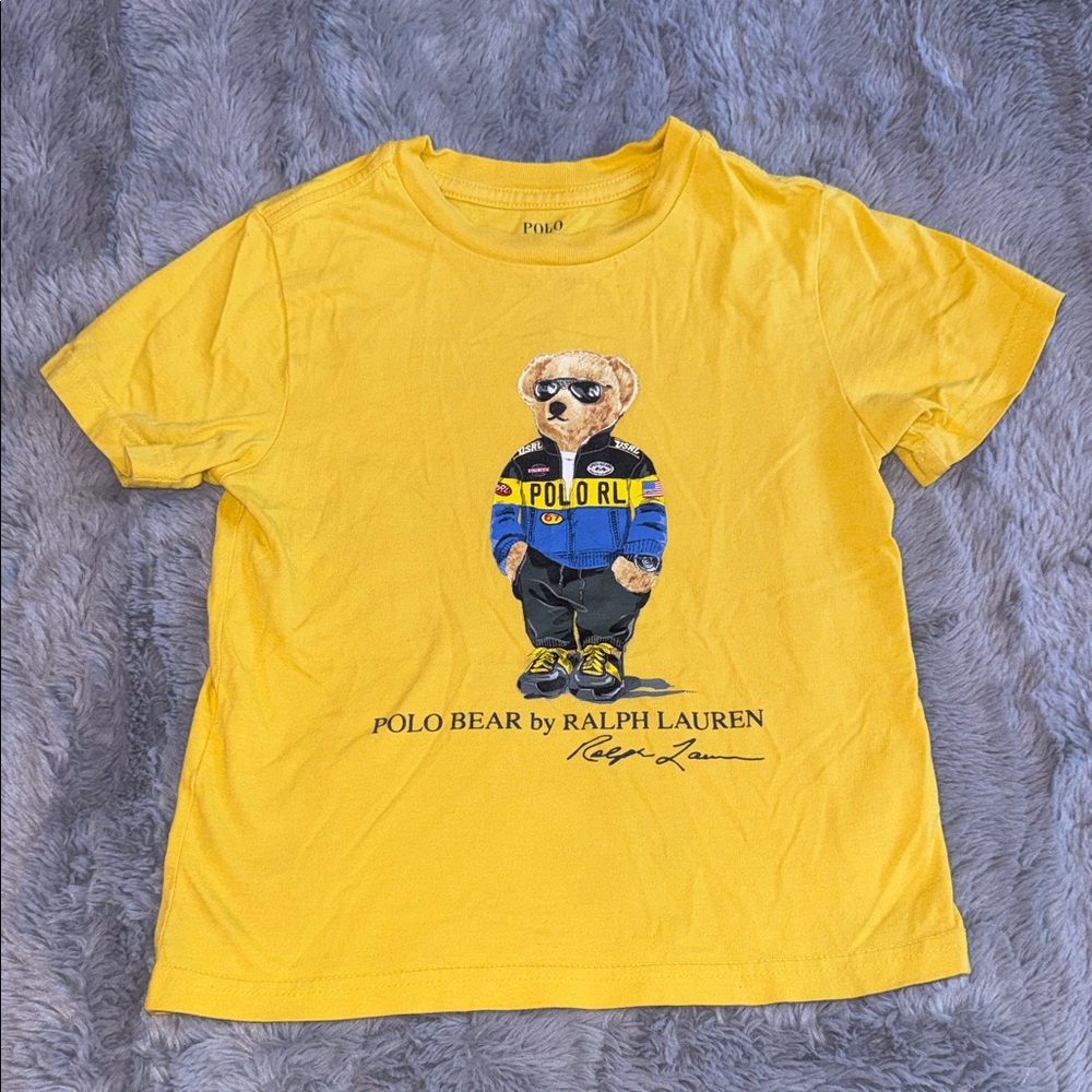Ralph Lauren Yellow Polo Bear Graphic Tee for Kids 3t